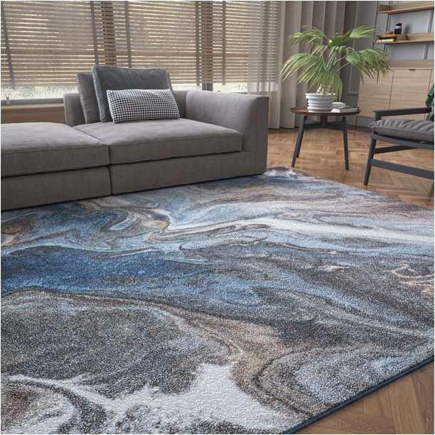 5 X 7 area Rugs Walmart Contemporary 5×7 area Rug (5’3” X 7’3”) Abstract Navy, Gray Living Room Easy to Clean