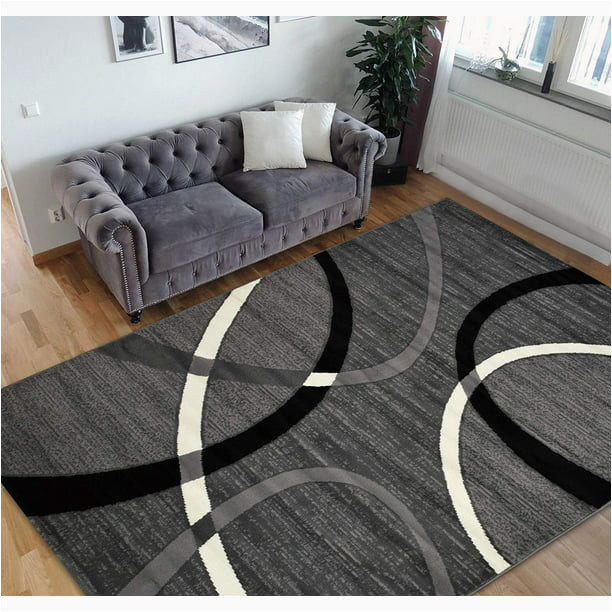 5 X 7 area Rugs Walmart Hr Geometric Stripes area Rug 5×7 [5′.2″ X 7′.1″] Oval Pattern Modern Black & Grey Carpet Comfy Shed Free Stain Resistant