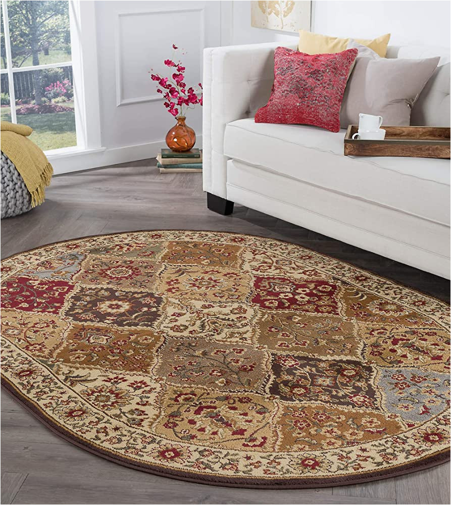 Amazon 5 X 7 area Rugs Cambridge Traditional Abstract Multi-color Oval area Rug, 5′ X 7′ 5×7 Rugs for Living Room Bedroom Entryway Foyer Dining Room Indoor Entry Way Carpet …