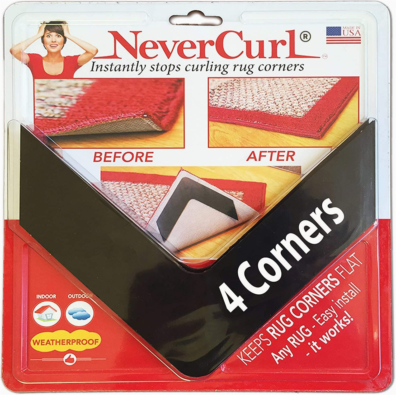 Area Rug Corners Curl Up Nevercurl Best V Shape Design Gripper to Instantly Stops Rug Corner Curling. Safe for Wood Floors. for Indoor & Outdoor Rugs – Not An Anti-slip Pad – …