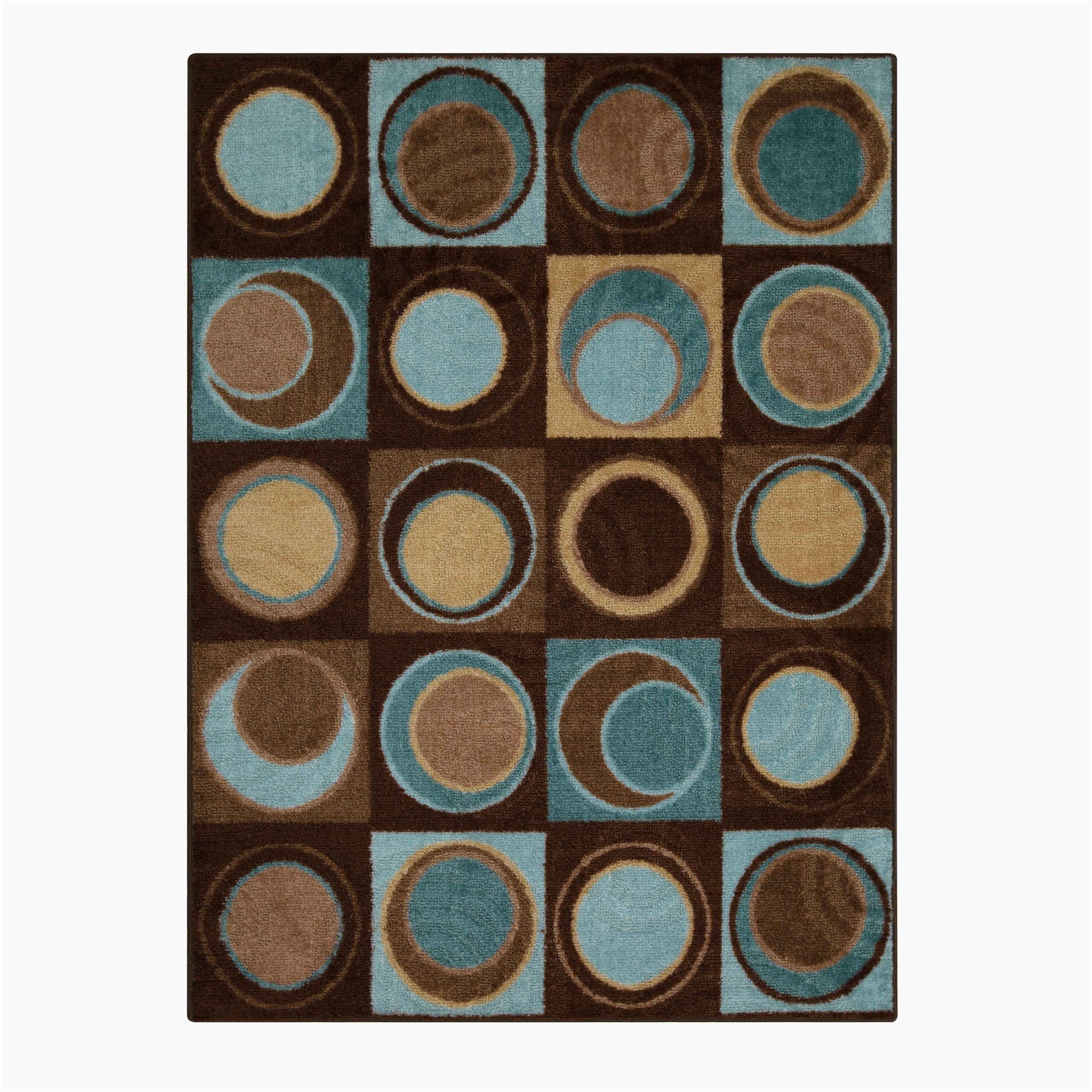 Better Homes and Gardens Circle Block area Rugs Better Homes & Gardens Circle Block Textured Print area Rug or Runner, Blue/brown, 1’8″x2’10”
