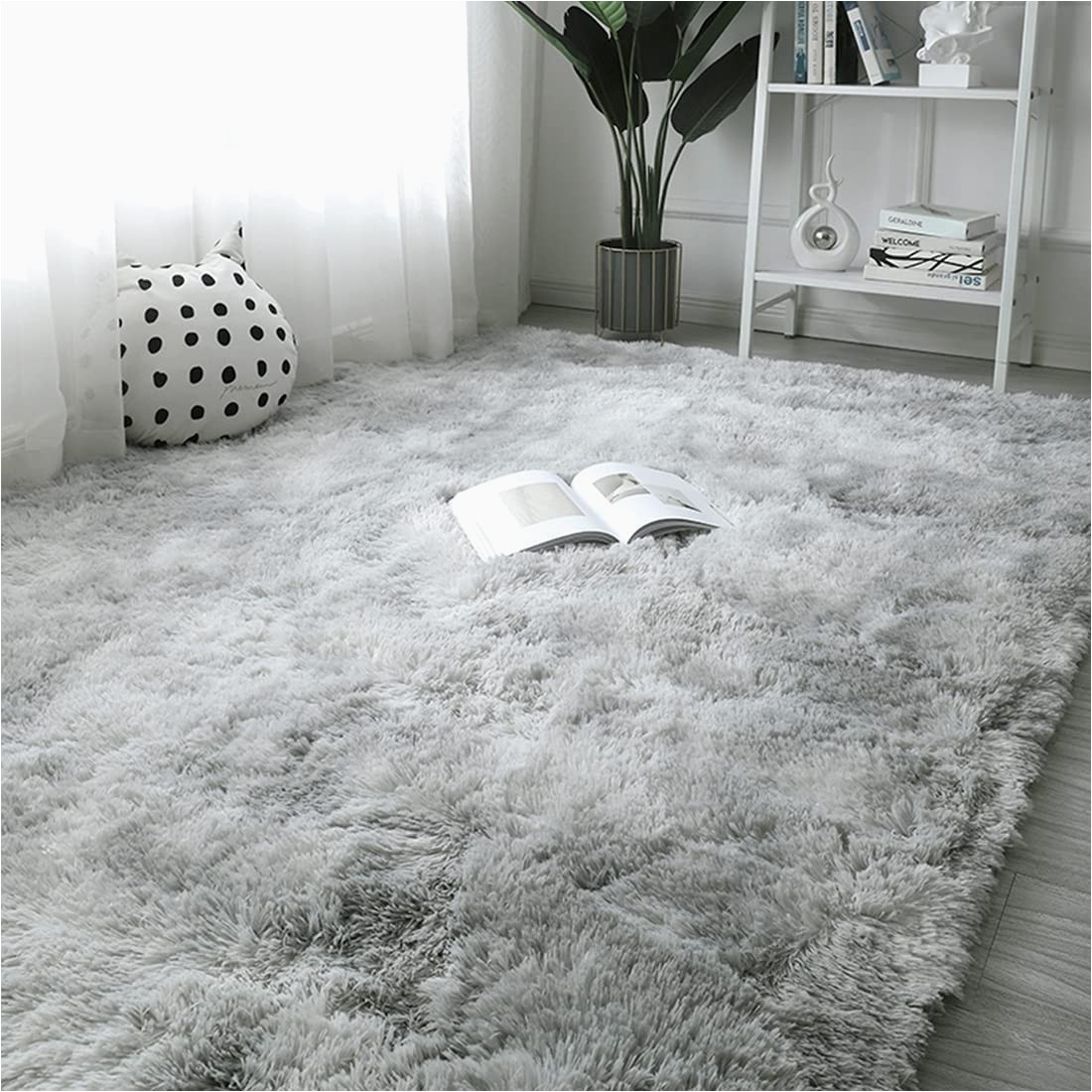 Extra Large soft area Rugs Super soft Fluffy Shaggy Rugs Grey and White 120 X 160 Cm Anti-slip Carpet Kids Mat Living Room Extra Large Size area Rug Modern Bedroom Nursery Rugs …