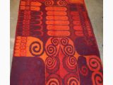 1 Inch Pile area Rugs Mid Century Bright Red toned One Inch Pile Shag area Rug