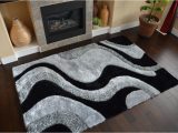 1 Inch Pile area Rugs soft Shag Rug 1 Inches Thick Pile Abstract Design Black