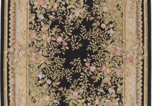 10 Foot Square area Rug Due Process Stable Trading Aubusson Marseilles Black Square