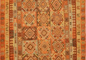 10 Foot Square area Rug Kilim Red Square Flat Woven 6 10" X 8 4" area Rug 100