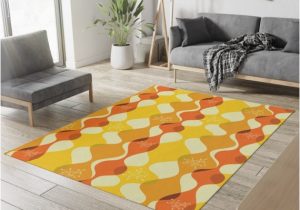 10 X 10 area Rugs Cheap Mid Century Modern Geometric Yellow and orange Retro area Rugs …