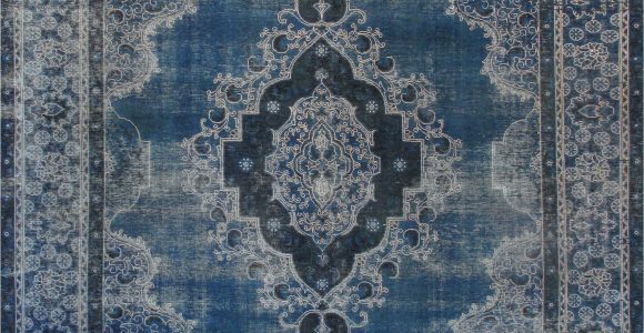 10 X 12 Blue area Rugs 10 0" X 12 9" Vintage Overdyed Blue Rug