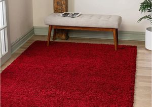 12 Foot by 12 Foot area Rugs Unique Loom solo solid Shag Collection area Modern Plush Rug Lush & soft, 9 Ft 0 X 12 Ft 0, Cherry Red