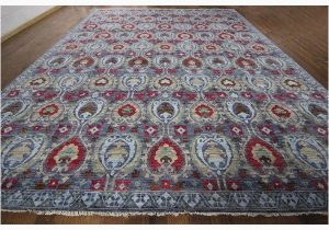 12 X 12 Wool area Rug Shop Hand Knotted Modern Oushak Turkish Knotted Blue