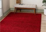 12ft by 12ft area Rugs Unique Loom solo solid Shag Collection area Modern Plush Rug Lush & soft, 9 Ft 0 X 12 Ft 0, Cherry Red
