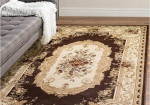 16 X 16 area Rug Unique Loom Versailles Collection Traditional Classic Floral Motif area Rug (10′ 6 X 16′ 5 Rectangular, Brown/ Ivory)