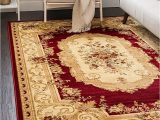 16 X 16 area Rug Unique Loom Versailles Collection Traditional Classic Floral Motif area Rug (10′ 6 X 16′ 5 Rectangular, Burgundy/ Ivory)