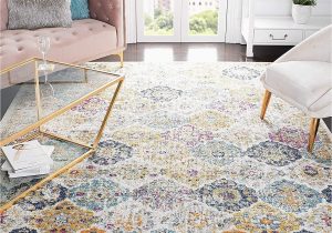 18 X 18 area Rug Safavieh Madison Collection 12′ X 18′ Cream / Multi Mad611b Boho Chic Floral Medallion Trellis Distressed Non-shedding Living Room Bedroom Dining Home …