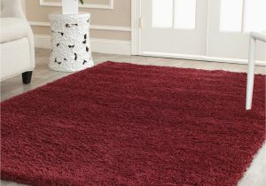 2 Inch Pile area Rug Cozy soft Thick Maroon Shag area Rug 2 Inch Pile Height