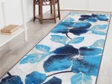 2 X 7 area Rug Camilson solana Modern Floral 2′ X 7′ area Rugs Non-skid (non-slip) Rubber Backing Blue – Gray Flowers Indoor Rug (2×7, Blue Grey)