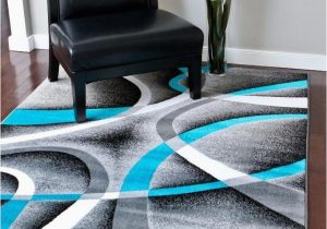 20 X 34 area Rug 2305 Turquoise White Swirls 20 X 34 Modern Abstract area Rug