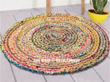 3 Foot Round area Rugs 3 Ft Bohemian Round Natural Jute Chindi area Rug