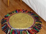 3 Foot Round area Rugs 3 Ft Round Sisal Jute Colorful Fringed area Rug