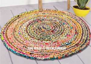 3 Ft Round area Rugs 3 Ft Bohemian Round Natural Jute Chindi area Rug