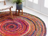 3 Ft Round area Rugs Braided Chindi Multi 3 Ft Round area Rug In 2020
