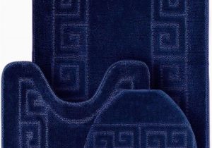 3 Round Bath Rug Wpm World Products Mart Bathroom Rugs Set 3 Piece Bath Pattern Rug 20"x32" Contour Mats 20"x20" with Lid Cover Navy