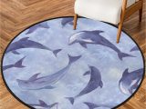36 Inch Round area Rug Dolphins In Ocean Print 36 Inch Round area Rug Machine Washable …