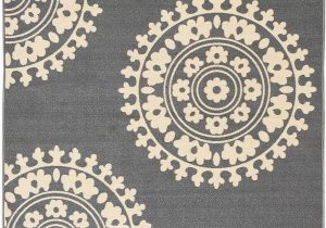 3×5 area Rugs with Rubber Backing Qute Home European Medallion Non Slip Rubber Backed area Rugs & Runner Rug Grey Ivory 3 Ft X 5 Ft area Rug