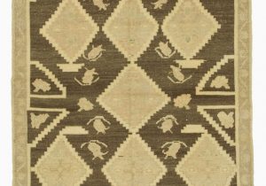 4 by 5 area Rugs Beige Brown All Wool Hand Knotted Vintage area Rug 4 1" X 7 5" 49 In X 89 In