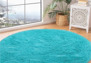 4 Foot Round area Rugs 4′ Round Teal area Rugs Kids Girls Boys Pets Room Carpets Bedroom Living Room Rugs Fluffy soft Cute Shaggy Carpets Fuzzy Plush Circle Fur Room Decor …