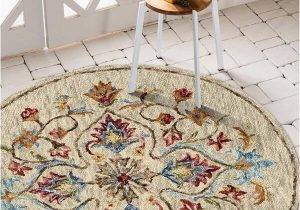 4 Foot Round area Rugs Lr Home Trailing Beige 4 Ft. X 4 Ft. Floral Oasis Round area Rug …
