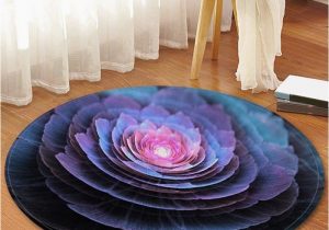 4 Ft Round Bathroom Rug 3d Flower Printed Round Fleece Floor Mat