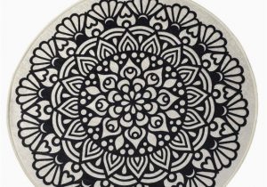 4 Ft Round Bathroom Rug Black Mandala Round Home Decor Rug soft Bath Mat Eco Friendly Gift for Her 2 Different Diameters 39" and 55"