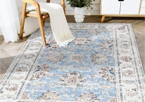4 X 6 area Rugs Blue Jinchan area Rug 4×6 Persian Rug Blue Vintage Floor Mat Kitchen Indoor Thin Rug Floral Print Carpet Foldable Rug Retro Accent Rug Farmhouse Non Slip …