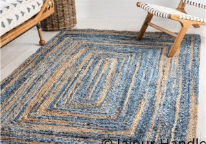 4 X 6 Ft area Rugs Hand Braided Denim Jute area Rugs for Living Room 6 X 8 Feet
