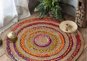 48 Inch Round area Rugs Hand Braided Circular 5 X 5 area Rugs for Living Room Natural Jute Bedroom Rugs