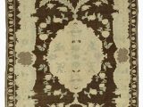 48 X 60 area Rug Beige Brown All Wool Hand Knotted Vintage area Rug 4 10" X 7 6" 58 In X 90 In