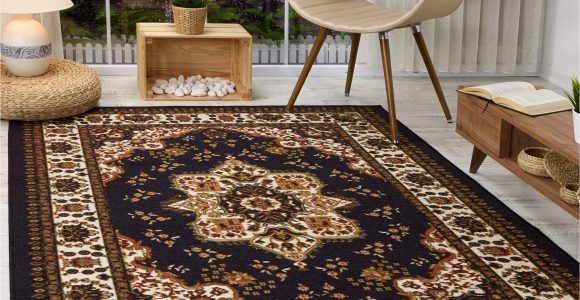 4×6 area Rugs for Sale Antep Rugs Alfombras oriental Traditional 4×6 Non-skid (non-slip) Low Profile Pile Rubber Backing Indoor area Rugs (black, 4′ X 5’8″)