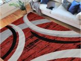 5 X 7 Red area Rug Hr Abstract Rugs Luxury Livingroom Carpet Modern Contemporary 5×7 Red area Rug Ultra-soft, Shed Free Stain Resistant Swirls Red/silver/gray/white (5′ …
