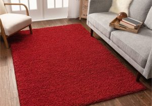 5 X 7 Red area Rug solid Retro Modern Red Shag 5×7 ( 5′ X 7’2” ) area Rug Plain Plush Easy Care Thick soft Plush Living Room Kids Bedroom