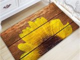 54 Inch Bath Rug Sunflower Wood Grain Flannel Skidproof Bath Mat