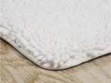 58 Inch Bath Rug Lavish Home Shag Memory Foam Bath Mat – 58-inch by 24-inch Runner with Non-slip Backing – Absorbent High-pile Chenille Bathroom Rug (white)