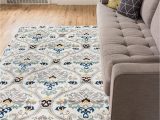 5×7 area Rugs Near Me Ogee Waves Lattice Grey Gold Blue Ivory Floral area Rug 5×7 5 3" X 7 3" Modern oriental Geometric soft Pile Contemporary Carpet Thick Plush Stain