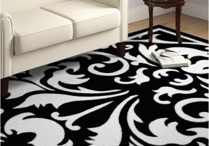 5×7 Black and White area Rugs Varnell Damask Black/white area Rug