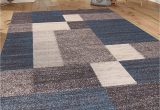 5×7 Latex Backed area Rugs Modern Boxes Design Non Slip Non Skid area Rug 5 X 7 5 3" X 7 3" Blue