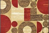 5×7 Rubber Backed area Rug Squares Rubber Backed Non Slip Non Skid Runner area Rugs Red Beige Brown 2 Ft