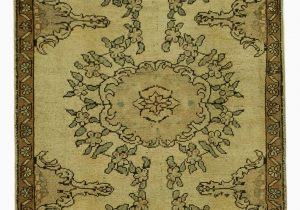 6 by 6 area Rug Beige Brown All Wool Hand Knotted Vintage area Rug 3 4" X 6 6" 40 In X 78 In