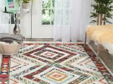 6 Foot by 7 Foot area Rug Nourison Tribal Decor Traditional Colorful White area Rug 6 Feet 7 Inches by 9 Feet 7 Inches, 6’7″x9’7″
