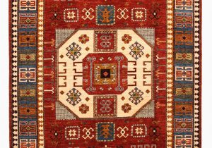 6 Foot by 9 Foot area Rugs Hand Knotted Super Fine Kazak Ghazny Wool 297×202 Cm area Rug Carpet
