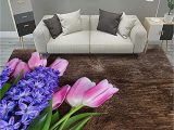 60 X 90 area Rug Brown Rug, 60 X 90 Cm 3d Printed Pink Purple Tulip Lavender Flower Pattern Printed area Rug, Non-slip Rug for Living Room, Bedroom, Children’s Room, …